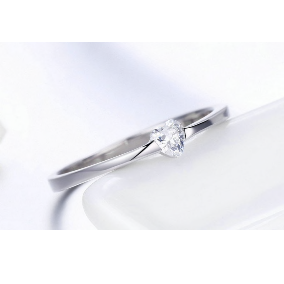 Sterling Silver Heart Solitaire Ring